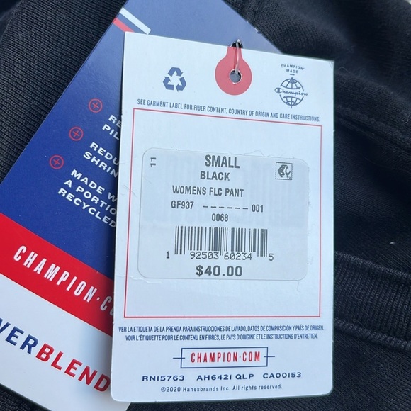 Champion  power blend joggers  Black Sweatpants  elastic drawstring waist Size S - Picture 16 of 16